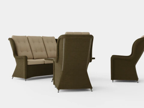 Lotus Lounge Sofa Set 3D Model
