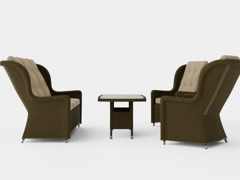 Lotus Lounge Sofa Set 3D 모델