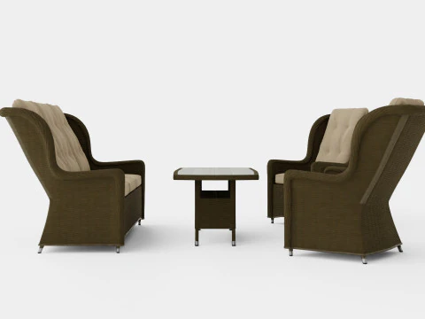 Lotus Lounge Sofa Set 3D Model