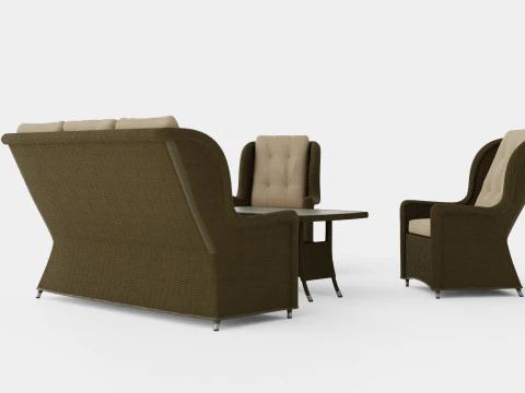 Lotus Lounge Sofa Set 3D Model