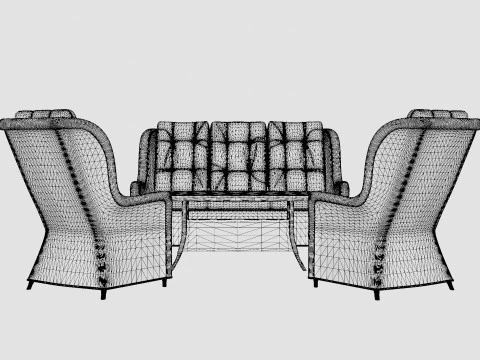 Lotus Lounge Sofa Set 3D Model