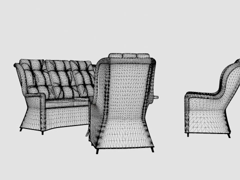 Lotus Lounge Sofa Set 3D Model