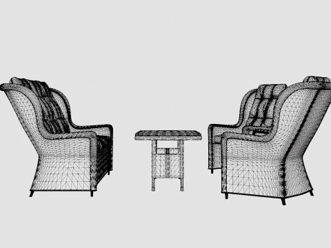 Lotus Lounge Sofa Set 3D Model