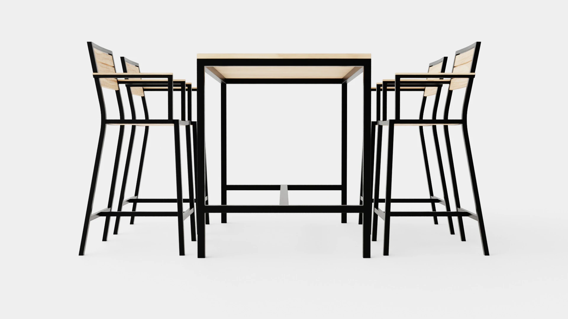 Lugo Teak Cafe Set 3D Model .c4d .max .obj .3ds .fbx .stl .blend