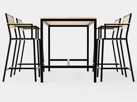 Lugo Teak Cafe Set 3D Model