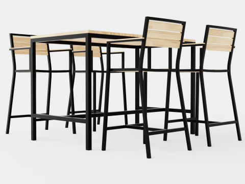 Lugo Teak Cafe Set 3D Model