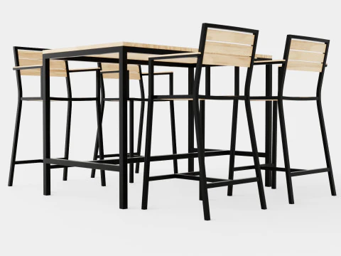 Lugo Teak Cafe Set 3D Model