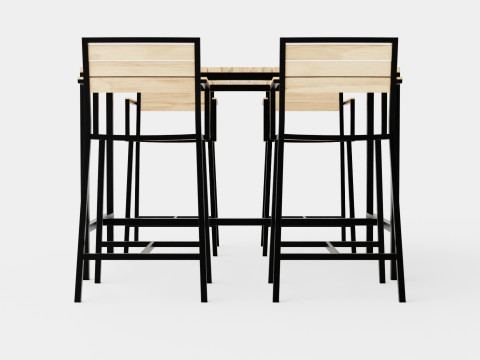 Lugo Teak Cafe Set 3D Model