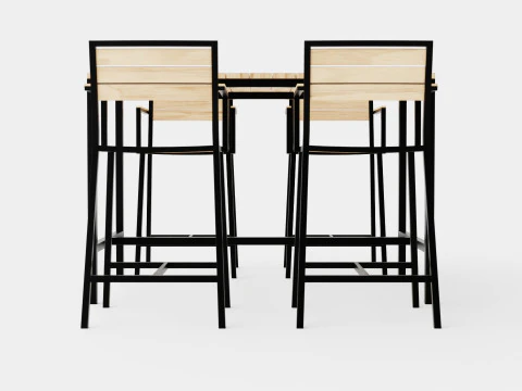 Lugo Teak Cafe Set 3D Model