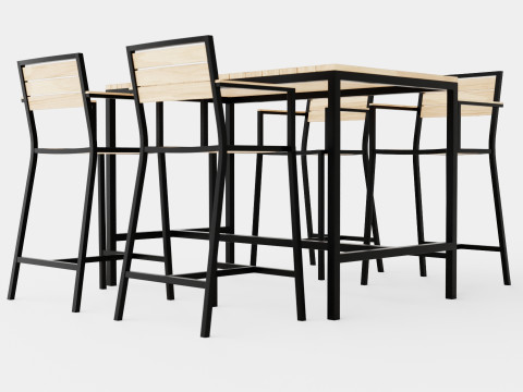 Lugo Teak Cafe Set 3D Model
