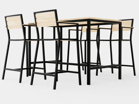 Lugo Teak Cafe Set 3D Model