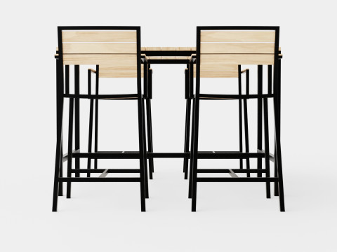 Lugo Teak Cafe Set 3D Model