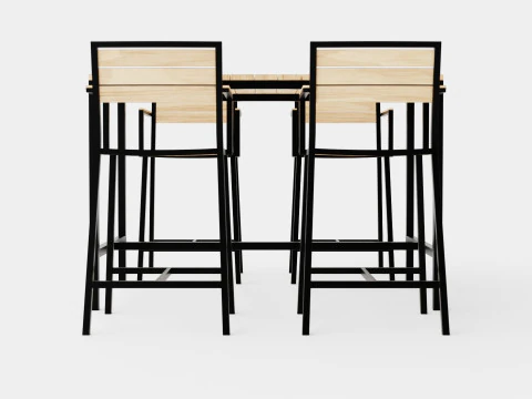 Lugo Teak Cafe Set 3D Model