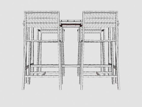 Lugo Teak Cafe Set 3D Model