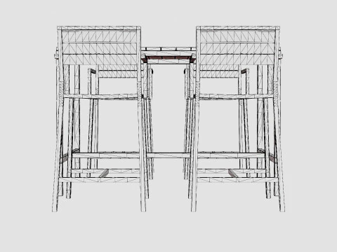 Lugo Teak Cafe Set 3D Model