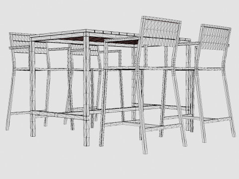 Lugo Teak Cafe Set 3D Model