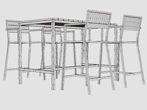 Lugo Teak Cafe Set 3D Model