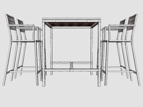 Lugo Teak Cafe Set 3D Model