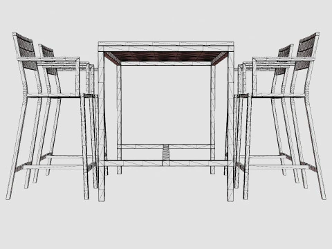 Lugo Teak Cafe Set 3D Model