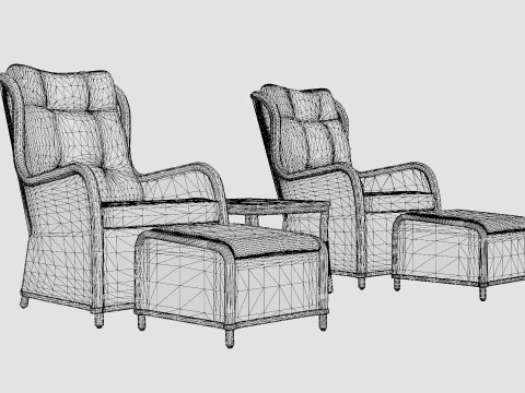 Nantes Recliner Set Nature 3D Model