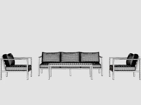 New York Sofa Set 3D Model