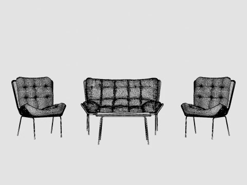 Nice Sofa Set Bulky 3D Model
