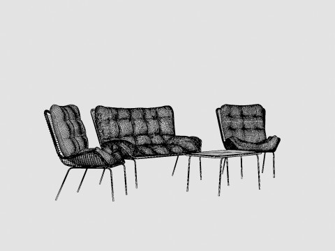 Nice Sofa Set Bulky 3D 模型