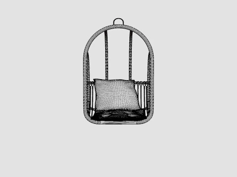 Rovato Natural Rattan Hanging Chair 3D Model