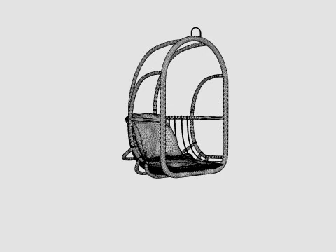 Rovato Natural Rattan Hanging Chair 3D Model
