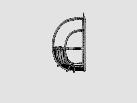 Rovato Natural Rattan Hanging Chair 3D Model