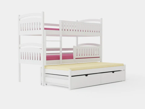 Beliche Alea com cama extra e armazenamento 3 pessoas Modelo 3D