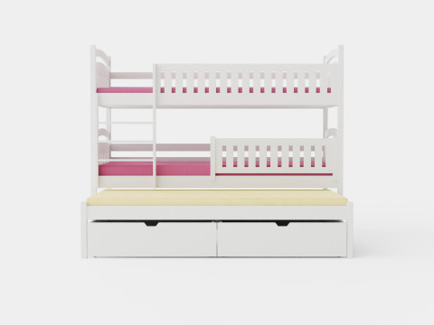 Alea Bunk Bed With Extra Bed And Storage 3 Pers 3D Модель