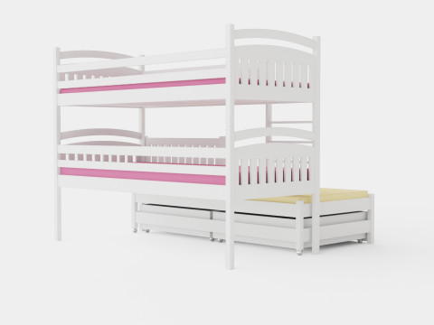 Alea Bunk Bed With Extra Bed And Storage 3 Pers 3D Модель
