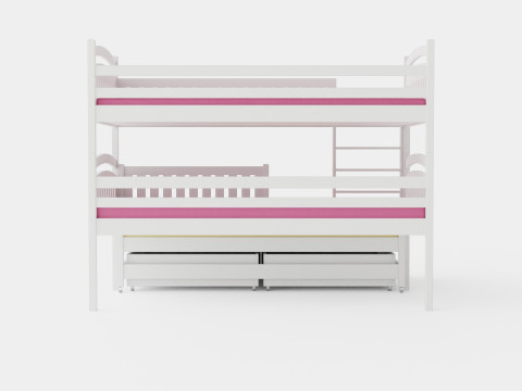 Alea Bunk Bed With Extra Bed And Storage 3 Pers 3D Модель