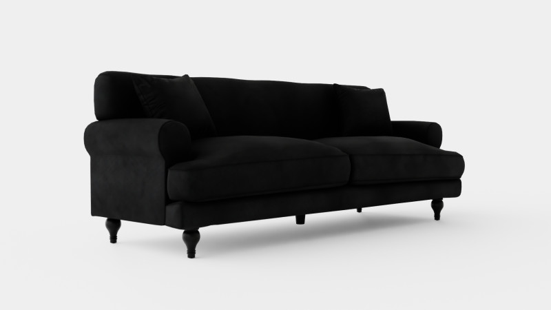 Amanda Velvet Sofa 3 Seater Black 3D Модель .c4d .max .obj .3ds .fbx .stl .blend