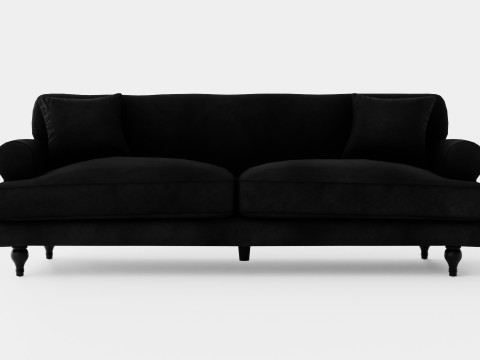 Amanda Velvet Sofa 3 Seater Black 3D Модель