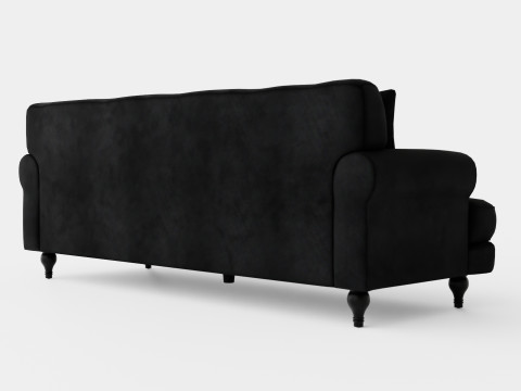 Amanda Velvet Sofa 3 Seater Black 3D Модель