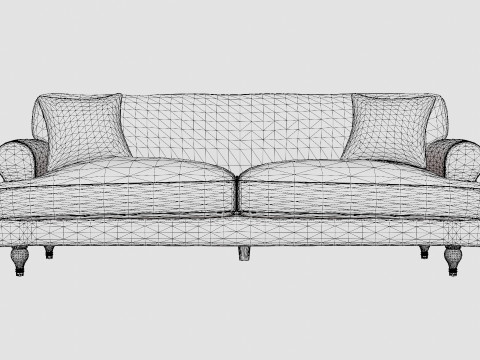 Amanda Velvet Sofa 3 Seater Black 3D Модель