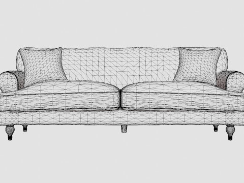 Amanda Velvet Sofa 3 Seater Midnight Blue Modèle 3D