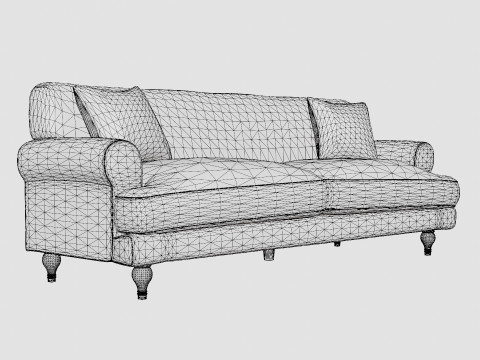 Amanda Velvet Sofa 3 Seater Midnight Blue Modèle 3D