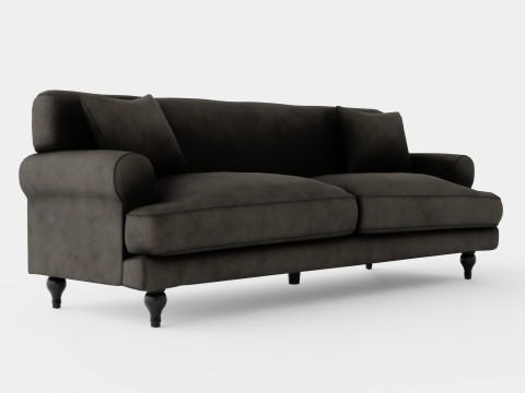 Amanda Velvet Sofa 3 Seater Warm Gray 3D Model