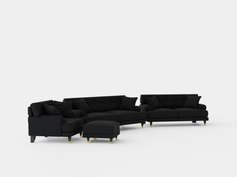 Andrew Sofa Group 2 Seater 3 Seater Armchair Footstool Velvet 3D Model