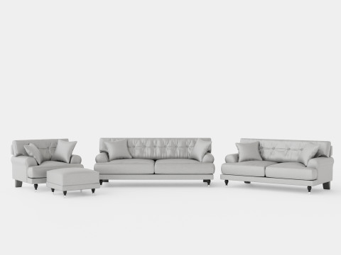 Andrew Sofa Group 3 Seater 2 Seater Armchair Footstool Velvet Model 3D