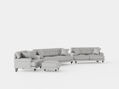 Andrew Sofa Group 3 Seater 2 Seater Armchair Footstool Velvet Modelo 3D
