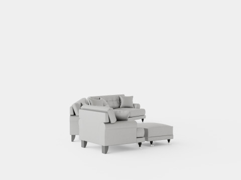 Andrew Sofa Group 3 Seater 2 Seater Armchair Footstool Velvet Modelo 3D