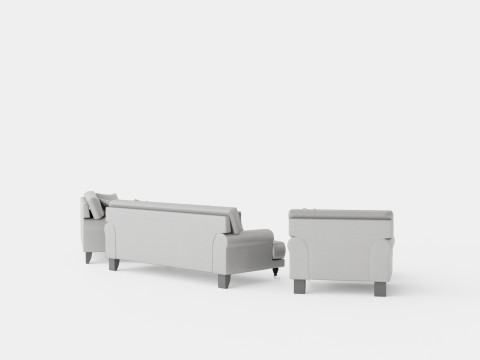 Andrew Sofa Group 3 Seater 2 Seater Armchair Footstool Velvet Modelo 3D