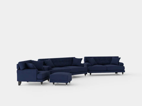 Andrew Sofa Group 3 Seater 2 Seater Armchair Footstool Velvet Mid 3D Model
