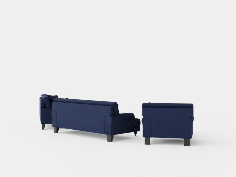 Andrew Sofa Group 3 Seater 2 Seater Armchair Footstool Velvet Mid 3D-Modell