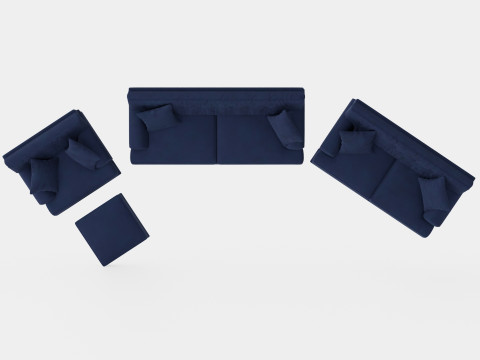Andrew Sofa Group 3 Seater 2 Seater Armchair Footstool Velvet Mid 3D-Modell