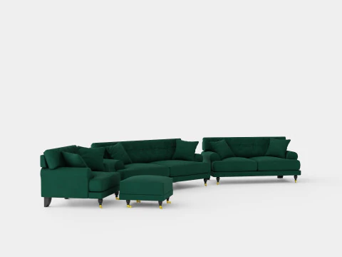 Andrew Sofa Group 3 Seater 2 Seater Armchair Footstool Velvet Tender 3D Model